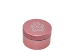 side view of the wolf grinders 2.5" 4 piece metal grinder. made of durable aluminum construction and anodized pink finish for a premium feel.