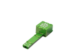 view of the wold grinders scorpion folding hand pipes. made of aircraft grade aluminum with a quartz bowl for performance smoking in a compact package with a green finish
