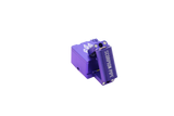 view of the wold grinders scorpion folding hand pipes. made of aircraft grade aluminum with a quartz bowl for performance smoking in a compact package finished in purple. able to be folded for carry and storage.