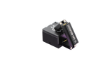 front view of the wolf grinders XL folding hand pipe. A grinder made with compact form in mind with durable aluminum and a sturdy black finish.