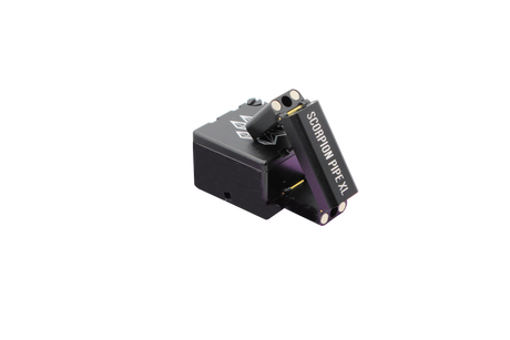 front view of the wolf grinders XL folding hand pipe. A grinder made with compact form in mind with durable aluminum and a sturdy black finish.