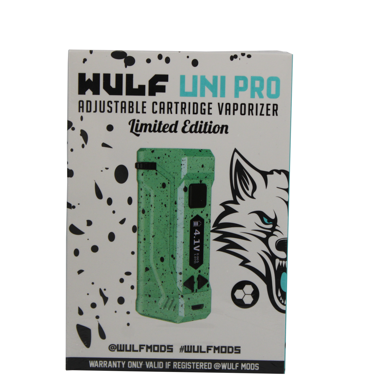 front view of the Wulf Uni pro. an improvement on the popular uni with digital screen and new green black splatter color