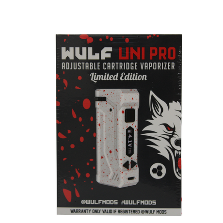front view of the Wulf Uni pro. an improvement on the popular uni with digital screen and new limited edition white red splatter color