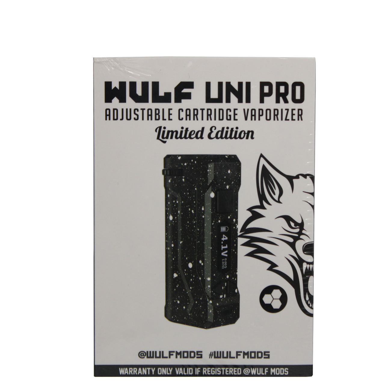 front view of the Wulf Uni pro. an improvement on the popular uni with digital screen and new limited edition black white splatter color