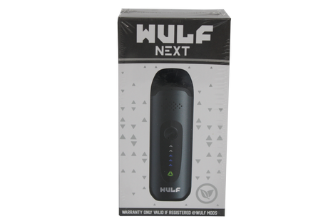 front view of the wulf next dry herb vaporizer. a portable and strong herb vaporizer for on the go smoking in a matte black
