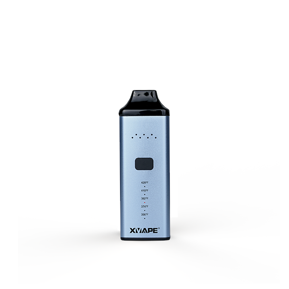 front view of the XVape Avant vaporizer in blue. A slim and flat vaporizer that is able to be concealed and easy to carry