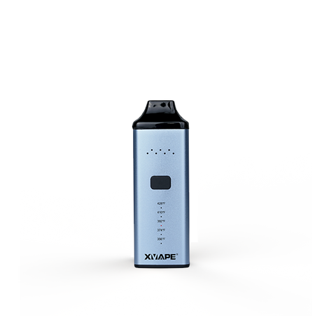 front view of the XVape Avant vaporizer in blue. A slim and flat vaporizer that is able to be concealed and easy to carry