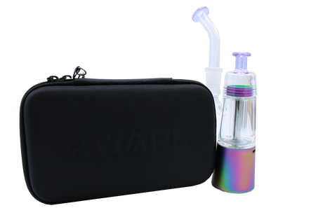 front view of the XVape Vista Mini 2 carrying case and vaporizer. A limited edition electronic dab rig with long battery life and quartz atomizer for perfect vapor clouds.
