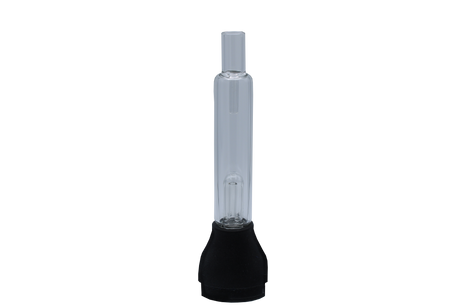 front view of the glass bubbler for the Xvape Vital. A attachment able to give the normal dry herb vaporizer the ability to experience water filtration. made of high quality glass and spill proof design.