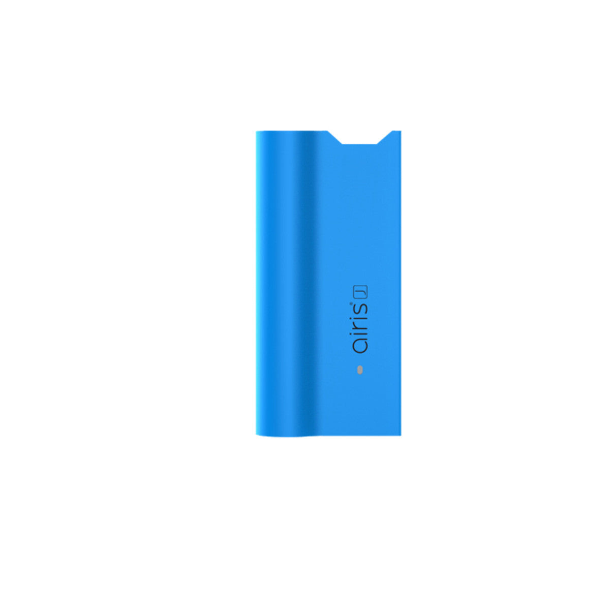 Front view of the Airis J universal pod battery in sleek blue. This slim, highly portable vaporizer battery is specifically designed to be perfectly compatible with standard universal liquid and oil pods for seamless vaping on the go.