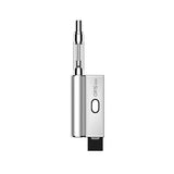 Front view of the Airis Janus 2-in-1 battery in a clean, metallic Silver finish. This dual-ended pocket vape battery connects to both standard 510-threaded cartridges and snap-in replacement pods.