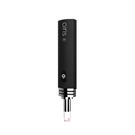 Front view of the Airistech Airis 8 dip and dab vaporizer in sleek black. This versatile 2-in-1 concentrate pen functions as both a portable electric nectar collector and a traditional loaded dab pen.