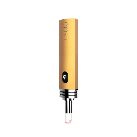 Front view of the Airistech Airis 8 dip and dab vaporizer in sleek gold. This versatile 2-in-1 concentrate pen functions as both a portable electric nectar collector and a traditional loaded dab pen.