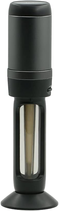 Front standing view of the Automated Electric Herb Grinder Cone Filler in matte black. This smart electric device automatically mills dry herbs and perfectly packs them into a pre-rolled cone with the push of a single button.