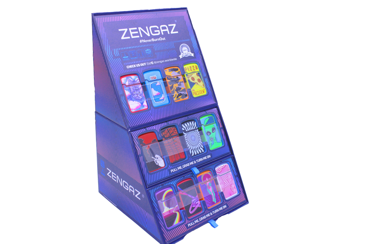 Zengaz Lighters and Cube Display