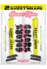 Front view of the Colors Organic Sheet Wraps pouch in Banana flavor. This bright yellow foil pack features two 100% tobacco-free and nicotine-free organic sheet papers for an even, clean roll.