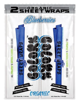 Front view of the Colors Organic Sheet Wraps pouch in Blue Berries flavor. This royal blue packaging highlights all-natural flavor infusions crafted purely without toxic synthetic additives.