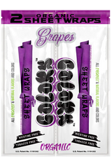 Front view of the Colors Organic Sheet Wraps pouch in Grape flavor. This dark purple foil container showcases a chemical-free formulation designed for a highly refined smoking profile.