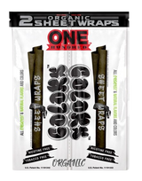 Front view of the Colors Organic Sheet Wraps pouch in One Hundred flavor. This custom dark blue package seals clean-burning, unbleached plant material tightly away from environmental humidity.