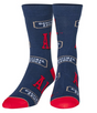 Front view of a pair of Crazy Socks featuring officially licensed A.1. Steak Sauce graphics. These vibrant novelty crew socks showcase the classic white and red bottle logo layered over a bold black and white background to add a distinct pop to your outfit.