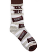 Front view of a pair of Crazy Socks featuring officially licensed Hershey's graphics. These vibrant novelty crew socks showcase the classic silver brand logo text layered over a rich chocolate brown background to add a distinct pop to your outfit.