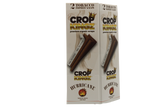 Front angled view of the Crop Kingz Tobacco Inspired Wraps 15-count display box in white and gold packaging. Made from 100% organic hemp, these tobacco-free wraps mimic the rich flavors of traditional blunts and feature an innovative self-sealing strip.