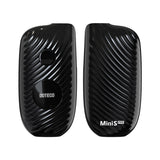 Front view of the Doteco Mini S Pro 650mAh battery in solid black. This ultra-compact, box-style 510-thread vaporizer battery features a built-in OLED display for precise control over your daily oil cartridge sessions.