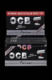 OCB Premium Slim Rolling Papers + Tips 32ct 24pk