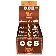 OCB VIRGIN UNBLEACHED PAPERS + TIPS + TRAY 1 1/4 ROLL KIT 20CT