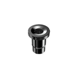 Top-down overhead view looking directly into the clear quartz heating chamber well of the black Dr. Dabber XS e-rig. This coil-less quartz oven evenly distributes thermal heat to preserve rich terpene profiles and pure extract flavor.