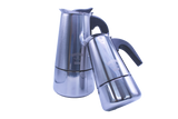 Angled front view of the Easy Butter Maker stovetop infuser kettle featuring a silver stainless steel body and a black insulated handle. Its heavy-duty metal construction easily withstands direct stovetop heat for quick, hassle-free extractions.