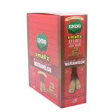 Front view of the Endo Smallz 15-count display box in Moonlight Watermelon featuring bright green and red colors. These compact funnels are constructed from unadulterated German hemp and capable of holding exactly one gram of ground material.