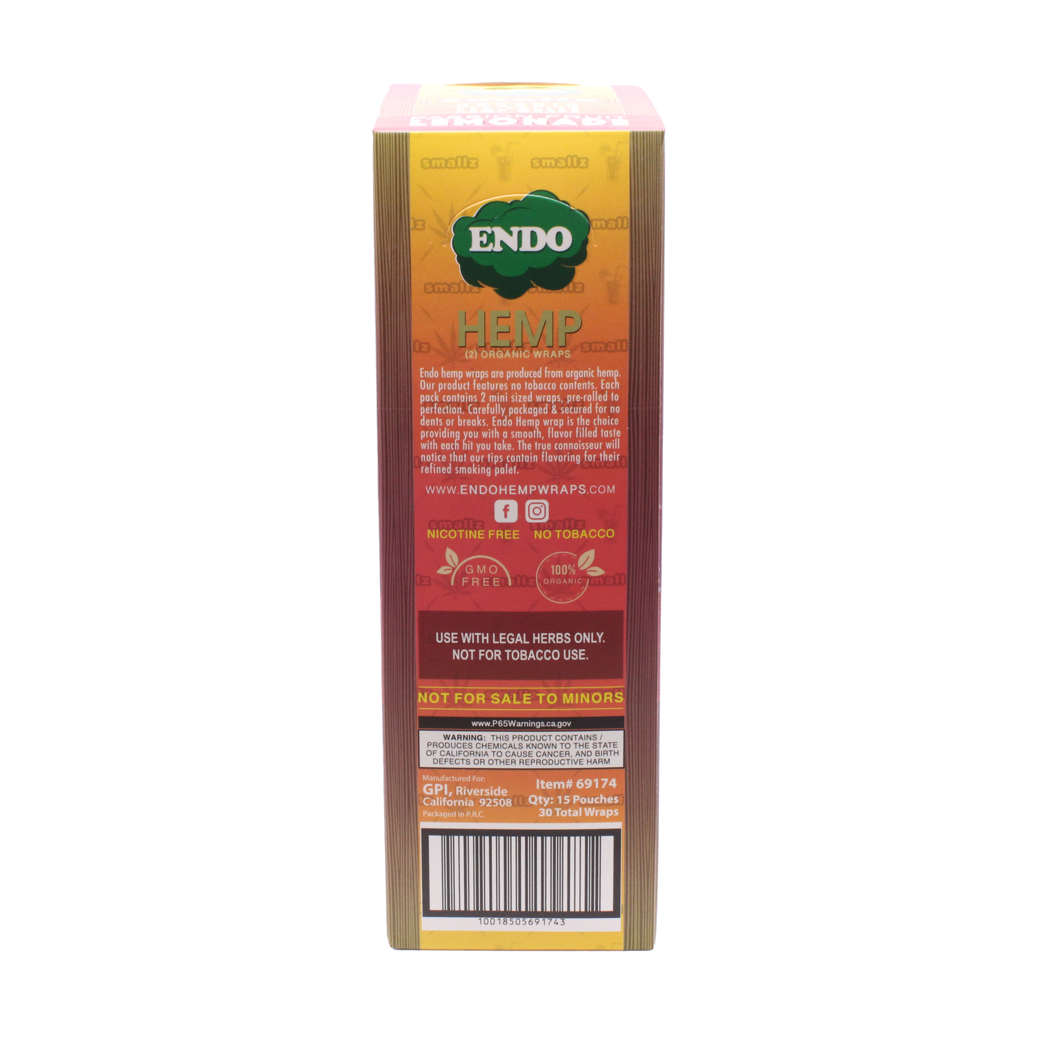 Angled overhead view of the natural brown Endo Smallz Passionfruit Lemonade pre-rolled hemp cones with integrated wooden tips. They are uniquely sized for swift, personal consumption without requiring massive amounts of expensive herbs to fill.