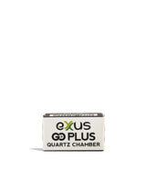 Front view of the Exxus Go Plus heating chamber replacement in its branded black and green retail packaging. This specialized coil-less quartz tank is designed specifically for the GO Plus vaporizer to ensure consistent and flavorful vapor production.
