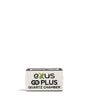 Front view of the Exxus Go Plus heating chamber replacement in its branded black and green retail packaging. This specialized coil-less quartz tank is designed specifically for the GO Plus vaporizer to ensure consistent and flavorful vapor production.