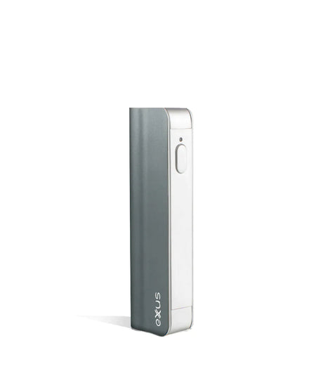 Front view of the Exxus Snap VV 650mAh cartridge vaporizer in sleek gunmetal. This compact, stealthy 510-thread battery features a recessed chamber designed to perfectly conceal and protect your favorite oil cartridges on the go.