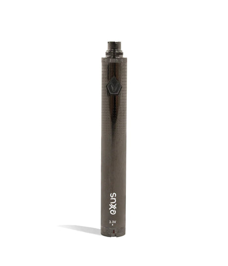 Front close-up view of a single Exxus Vape 1600mAh battery in gunmetal grey. Powered by a robust 1600mAh capacity cell, this durable and highly reliable 510-thread pen battery ensures extended vaping sessions without the need for constant recharging.