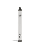 Front close-up view of a single Exxus Vape 1600mAh battery in sleek pearl white. Powered by a robust 1600mAh capacity cell, this durable and highly reliable 510-thread pen battery ensures extended vaping sessions without the need for constant recharging.