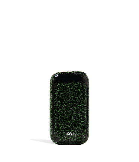 Front view of the Exxus Vape Rizo cartridge vaporizer battery in a black and green crackle finish. This compact, auto-draw 510-thread device provides an incredibly discreet and user-friendly experience for vaporizing your favorite oil cartridges.