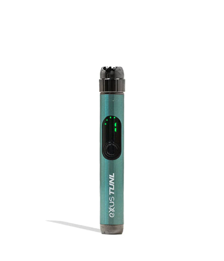 Front view of the Exxus Vape Tunl cartridge vaporizer battery in sleek metallic teal. This highly compact, 510-thread battery features a unique recessed design to keep your standard oil cartridges concealed and protected while on the go.