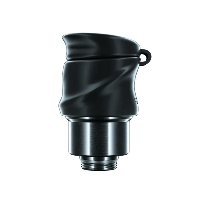 Front angled view of the Focus V Carta 2 Intelli-Core Wax Atomizer in black and silver. This OEM replacement heating chamber features 360-degree heating technology for optimal vaporization of wax and concentrates.