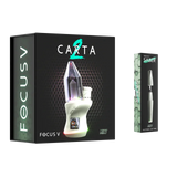 Front angled view of the Focus V Carta 2 Smart Rig in light mint green. This futuristic electric dab rig features an interactive OLED display and customizable RGB lighting for a premium concentrate dabbing experience.