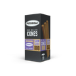 Front view of the Futurola Slim Size 98mm cones 800-count bulk storage box in Classic White. Handcrafted with organic Arabic gum, these premium slim pre-rolled cones are engineered to ensure an even, slow-burning experience.