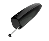 Angled view of the G Pen Elite II vaporizer in matte black. The heavy-duty zinc-alloy frame tapers into a magnetic zirconia mouthpiece featuring an integrated spiral ceramic airpath to actively cool down vapor before inhalation.