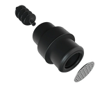 Angled view of the G Pen Elite II vaporizer in matte black. The heavy-duty zinc-alloy frame tapers into a magnetic zirconia mouthpiece featuring an integrated spiral ceramic airpath to actively cool down vapor before inhalation.