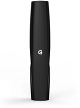 Front view of the G Pen Gio battery in sleek black. This compact 180mAh draw-activated vaporizer features a durable zinc-alloy casing designed exclusively for use with proprietary G Pen Gio extract cartridges.