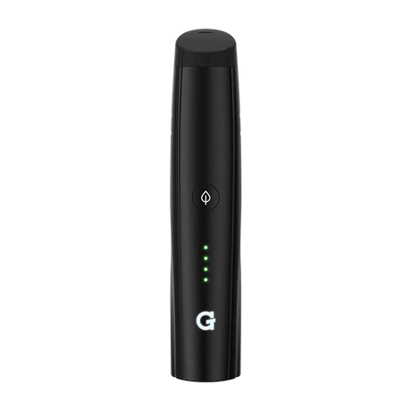 Front angled view of the G Pen Pro Dry Herb Vaporizer Kit in matte black. This compact, pen-style vaporizer features a durable aluminum body and is designed specifically for smooth and flavorful dry herb consumption.