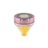 Front profile view of the Green Monkey Patas 50mm funnel grinder in sleek matte pink. This innovative metal herb grinder features a built-in dispensing funnel for completely mess-free loading of your cones and glass bowls.