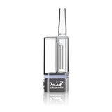 Front view of the Hamilton Devices KR1 cartridge and wax bubbler in a sleek gunmetal finish. This innovative 2-in-1 vaporizer features an integrated glass water chamber to cool and filter vapor from your favorite 510-thread cartridges or concentrates.
