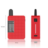 Angled view of the Hamilton Jet Stream Mini in bold red. Featuring a textured, box-style chassis, this discreet and travel-friendly cart battery provides a secure grip while protecting your enclosed glass cartridge from accidental drops.